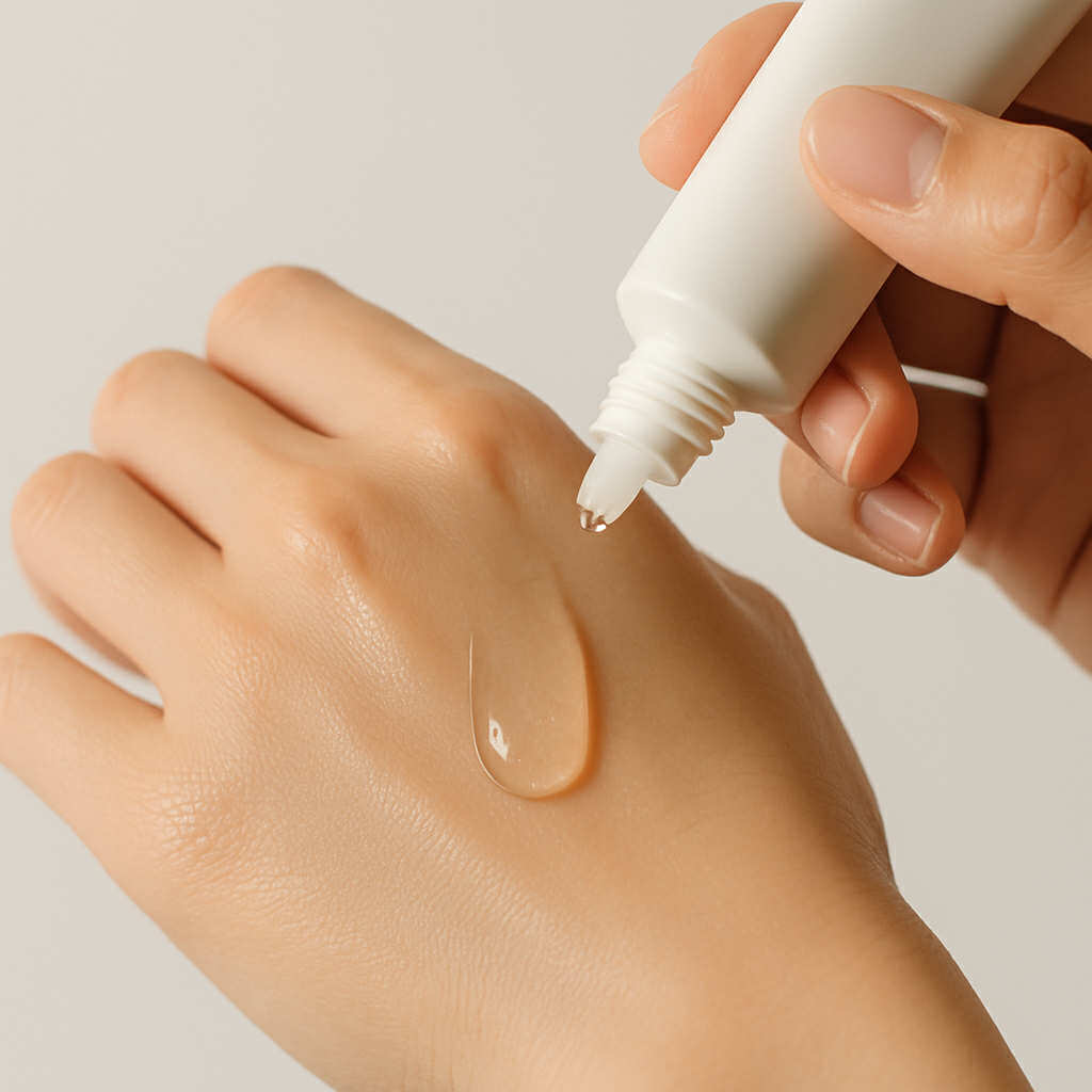 Texture du COSRX Low pH Good Morning Gel Cleanser 30 ml – gel transparent appliqué sur la peau
