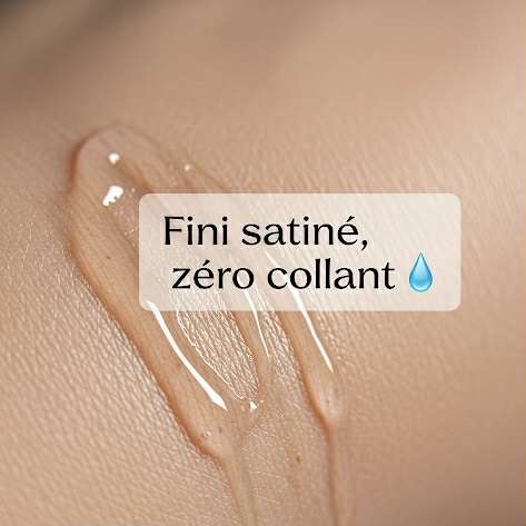 Texture du sérum niacinamide coréen sur la peau – fini satiné sans effet collant 💧
