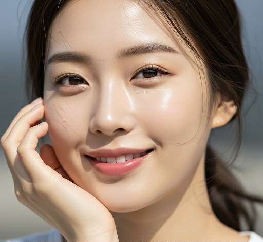 Femme souriante avec une peau éclatante après avoir utilisé un masque coréen en bio-cellulose hydratant