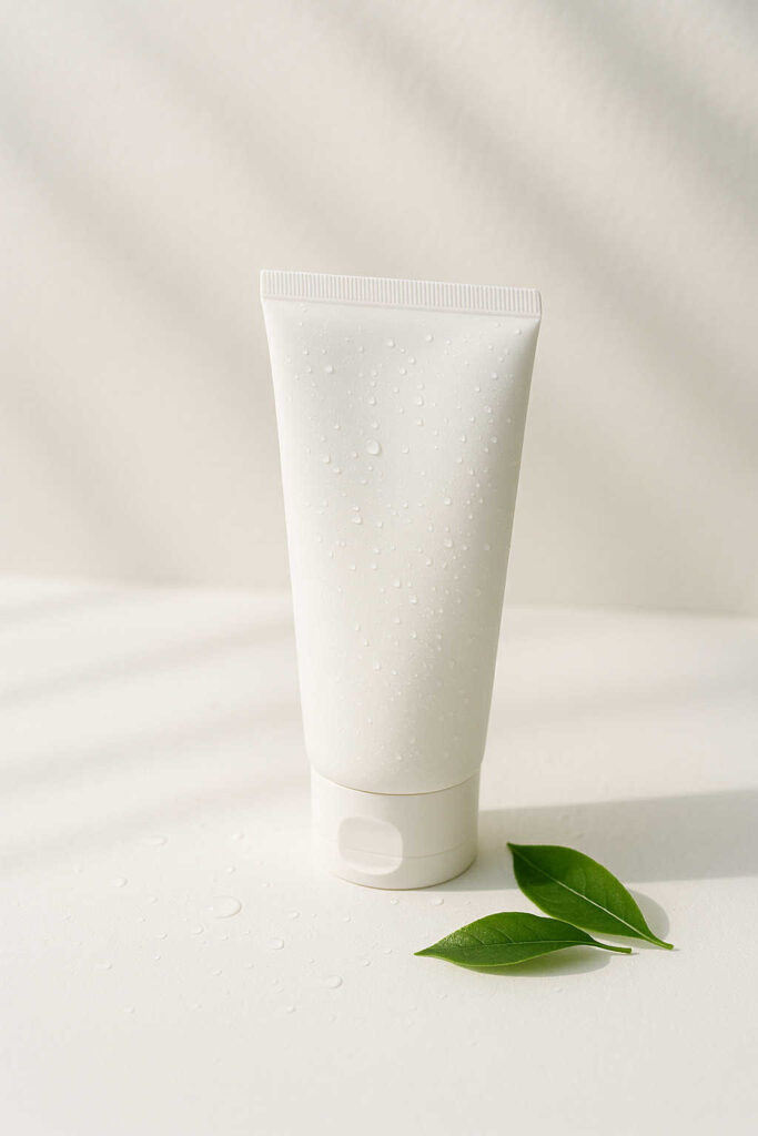 Tube minimaliste du nettoyant doux coréen Round Lab Green Tea Foam Cleanser, au design épuré et élégant.
