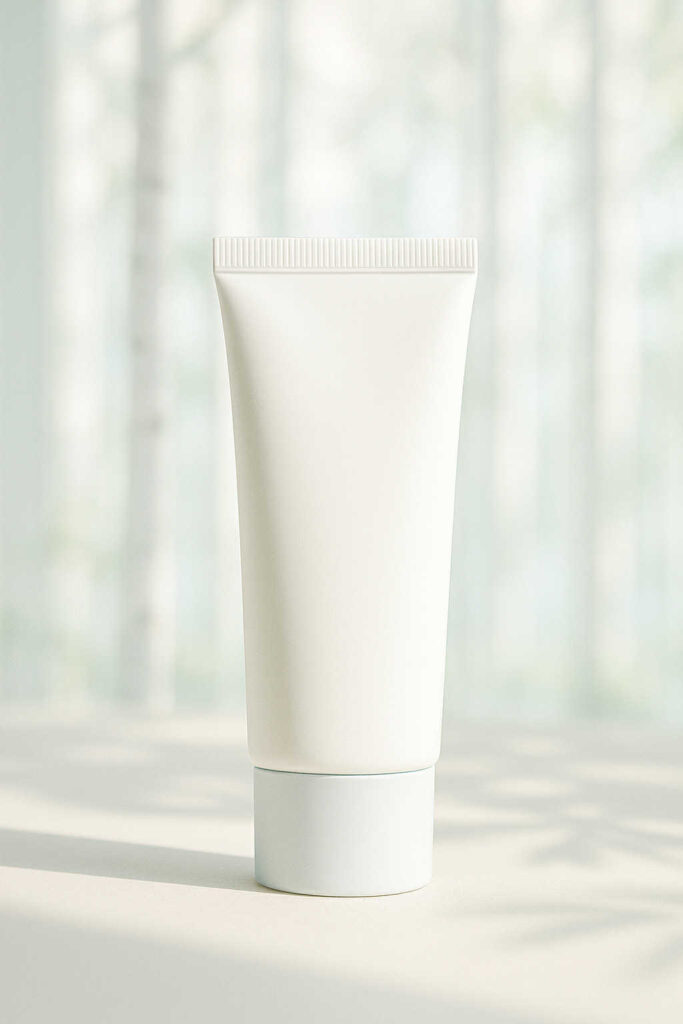 Crème solaire douce K-beauty SPF 50 adaptée à la peau atopique adulte, idéale pour protéger les joues sensibles et prévenir les rougeurs en hiver. SPF K-beauty doux pour peau atopique et sensible en hiver routine K-beauty pour peau atopique adulte – photo illustrant une routine hivernale pour apaiser les rougeurs.