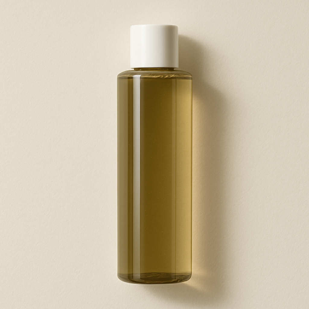 Toner coréen au thé vert dans un flacon minimaliste, texture légère et apaisante, idéal pour calmer les rougeurs et rééquilibrer la peau sensible en hiver.