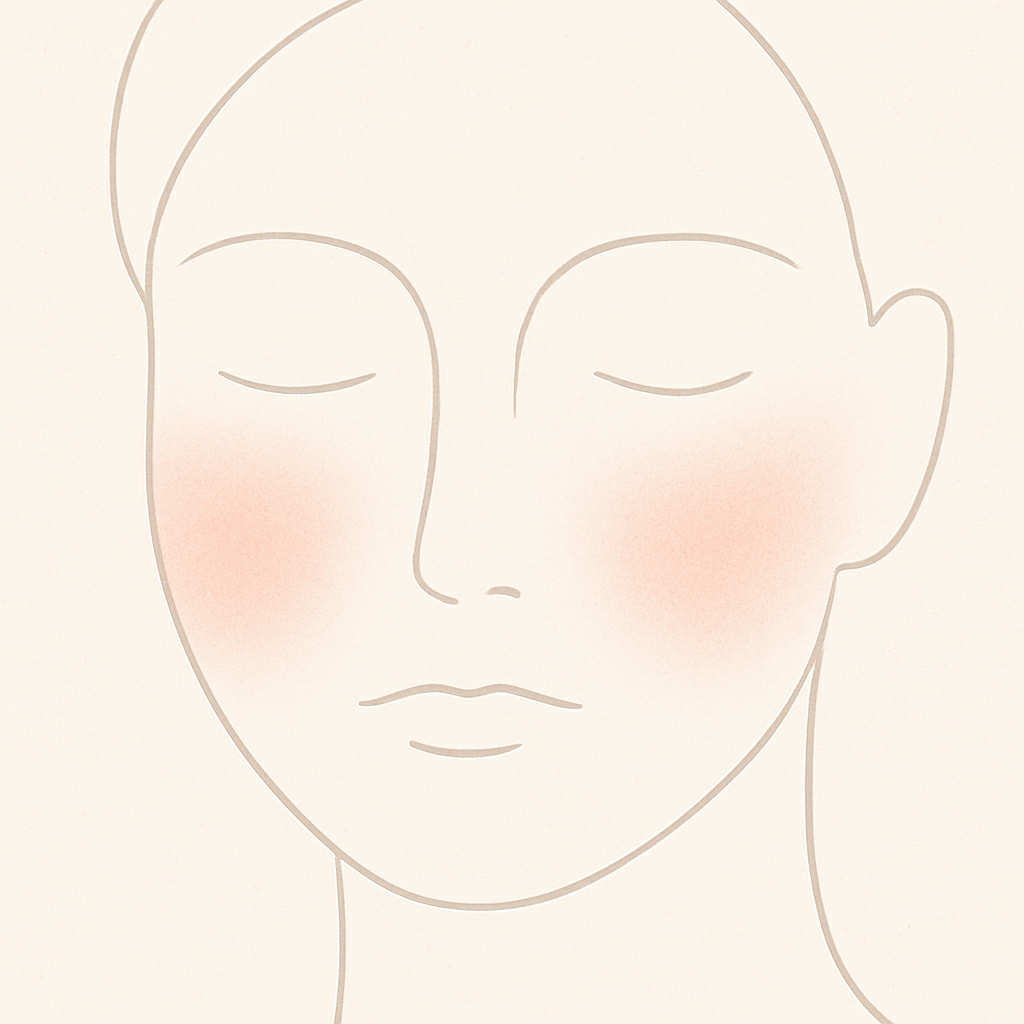 Illustration d’un visage avec des rougeurs sur les joues, représentant la peau sensible et réactive au froid